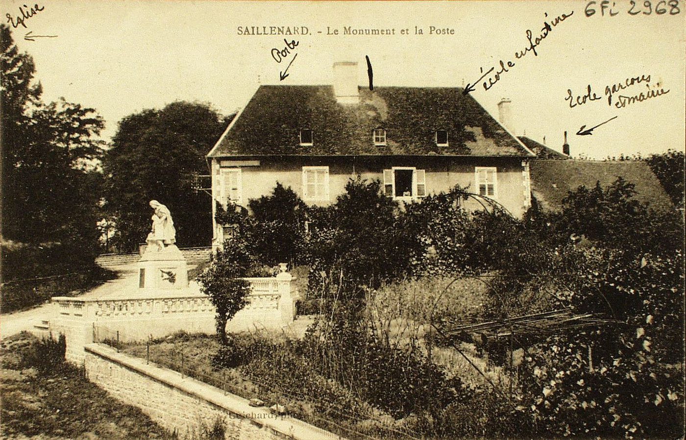 Saillenard. Le monument et la poste.