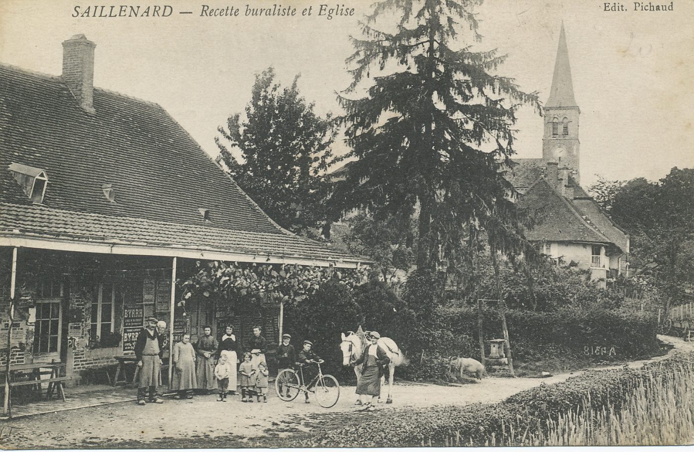 Saillenard. Recette buraliste et église.