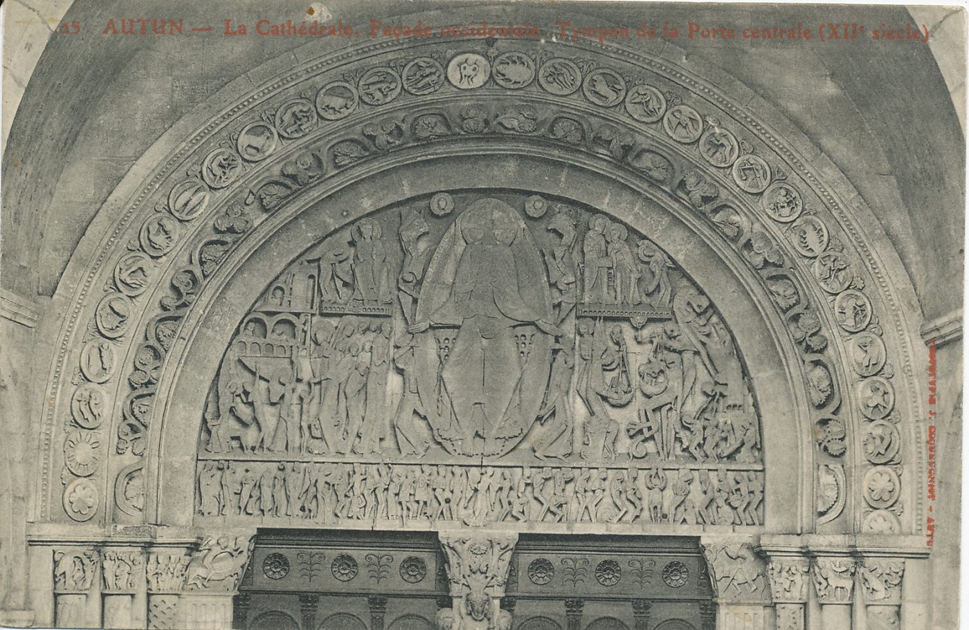 Autun. La cathédrale. Façade occidentale. Tympan de la porte centrale (XIIe s.)