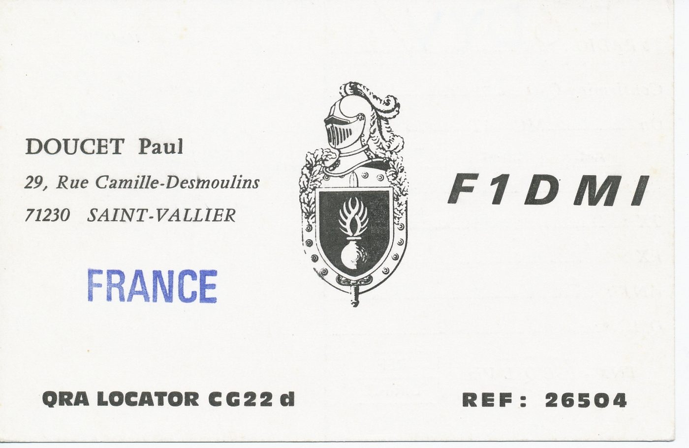 Carte QSL. Accusé de réception de liaison de radio-amateur.