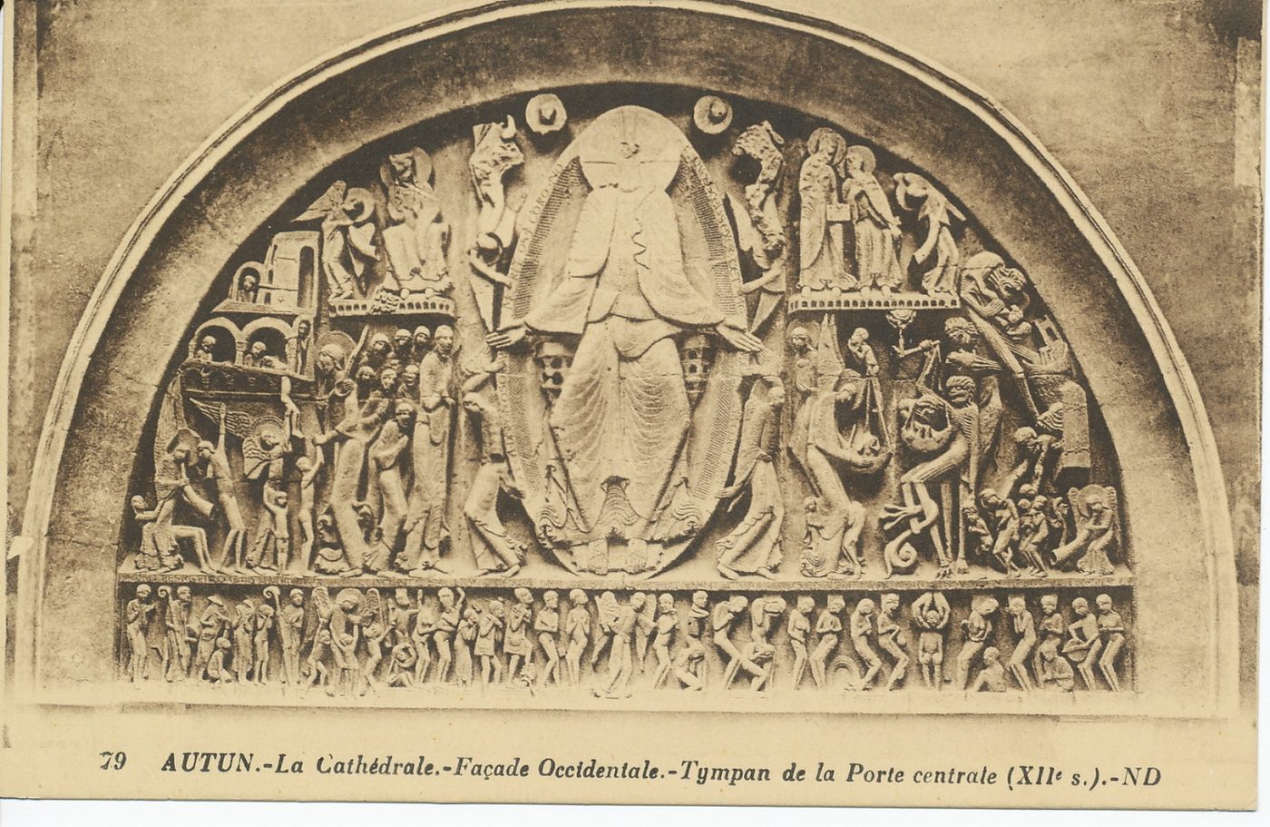Autun. La cathédrale. Façade occidentale. Tympan de la porte centrale (XIIe s.).