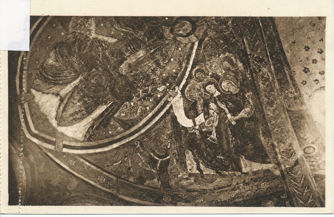 Berzé-la-Ville. Intérieur de la chapelle du château des Moines (XIIe s.). Saint Pierre, cinq apôtres, deux évêques.