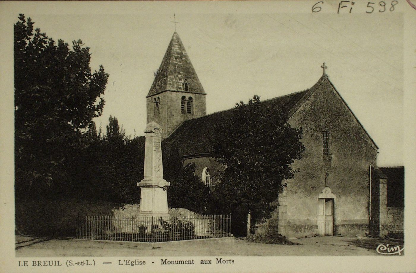 Le Breuil. L'église - Monument aux morts.