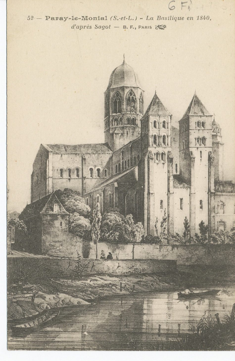 Paray-le-Monial. La basilique en 1840, d'après Sagot.