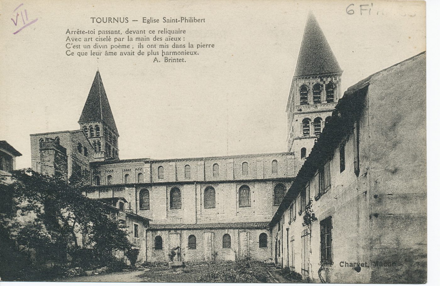 Tournus. Eglise Saint-Philibert. "Arrête-toi passant, devant ce reliquaire , Avec art ciselé par la main des aïeux : C'est un divin poème ; ils ont mis dans la pierre , Ce que leur âme avait de plus harmonieux". A. Brintet.