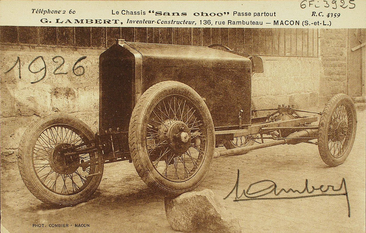 Le chassis "sans choc" passe partout. G. Lambert, inventeur-constructeur, 136, rue Rambuteau, Mâcon.