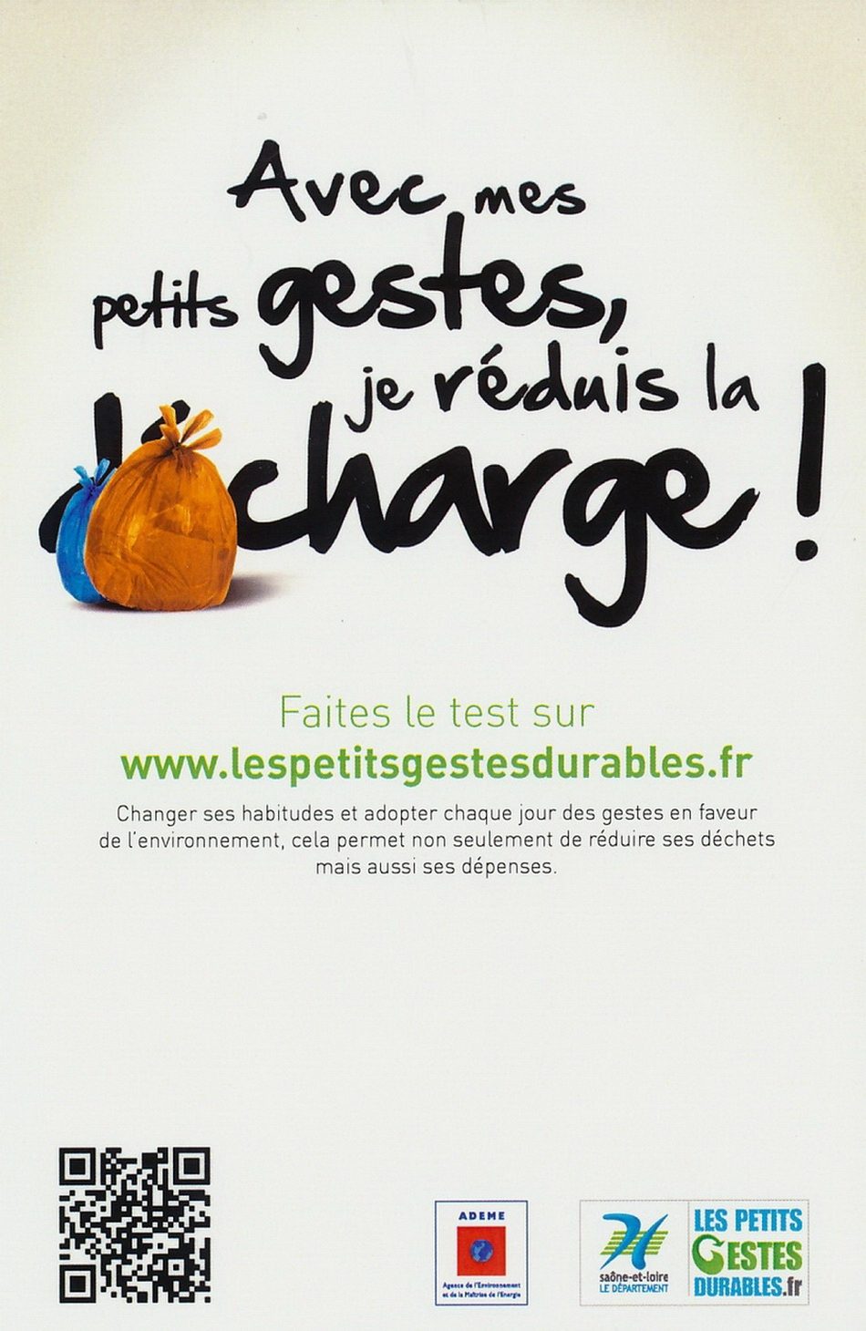 Avec des petits gestes je réduis la charge. Faites de grandes économies avec www.lespetitsgestesdurables.fr.