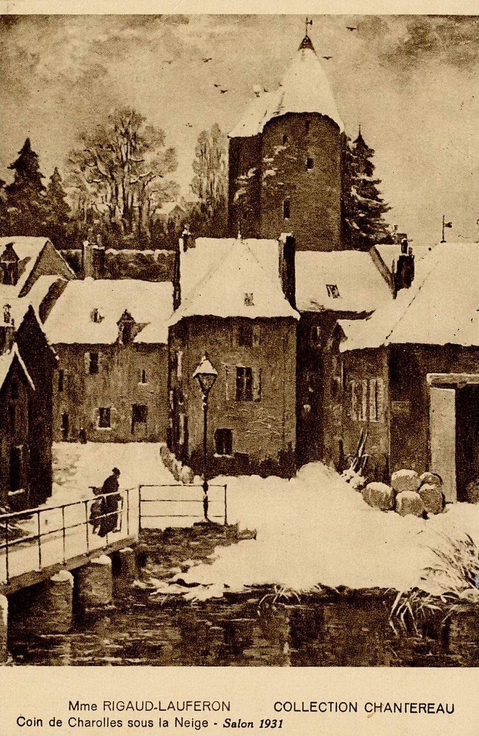 Coin de Charolles sous la neige de Mme Rigaud-Lauferon, collection Chantereau. Salon 1931.